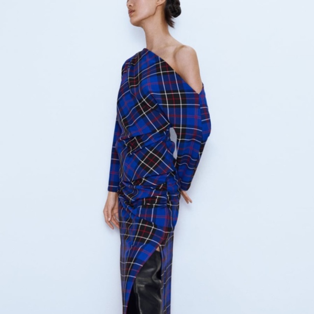 Zara asymmetric plaid top - Picture 3 of 7